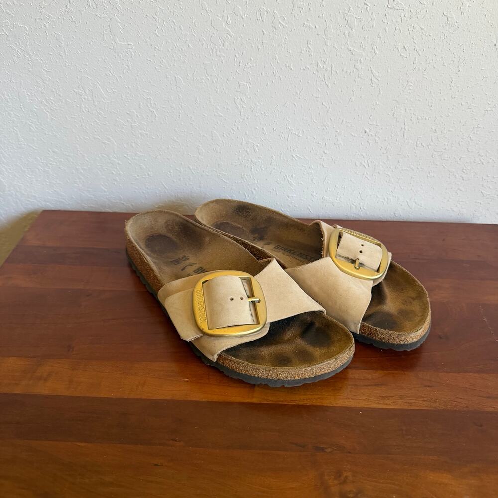 Birkenstock Madrid Big Buckle Light Tan Leather Slip On Sandal Womens 39 Summer